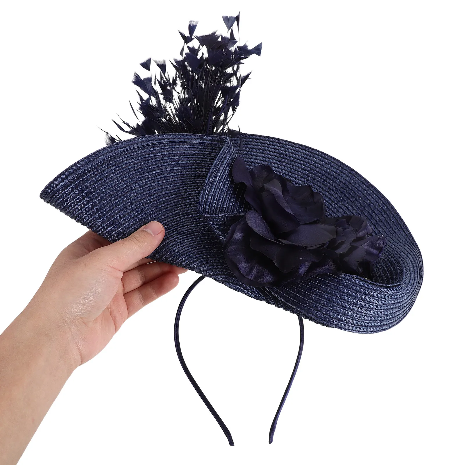 Women Fascinator Headband Exaggerated Orange Floral Plume Bridal Party Wedding Cocktail Tea Party Vintage Retro