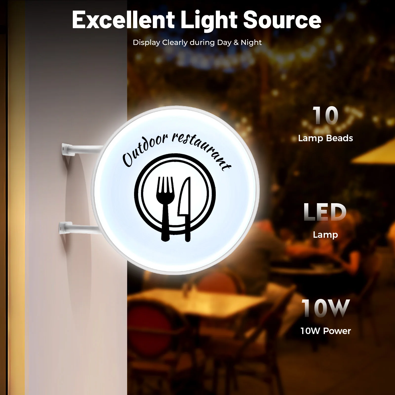 20/24Inch Round Light Box Signage,LED Light Box Double Sided , Waterproof Advertising Projecting Sign Advertising Light Box