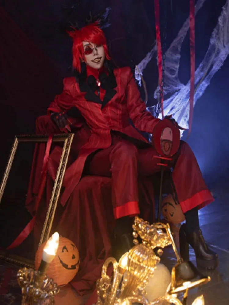 Hazbin Cosplay Hotel Uniform ALASTOR Cosplay Costume Adult Men Halloween Carnival Christmas Costumes Red Suit Anime Cosplay