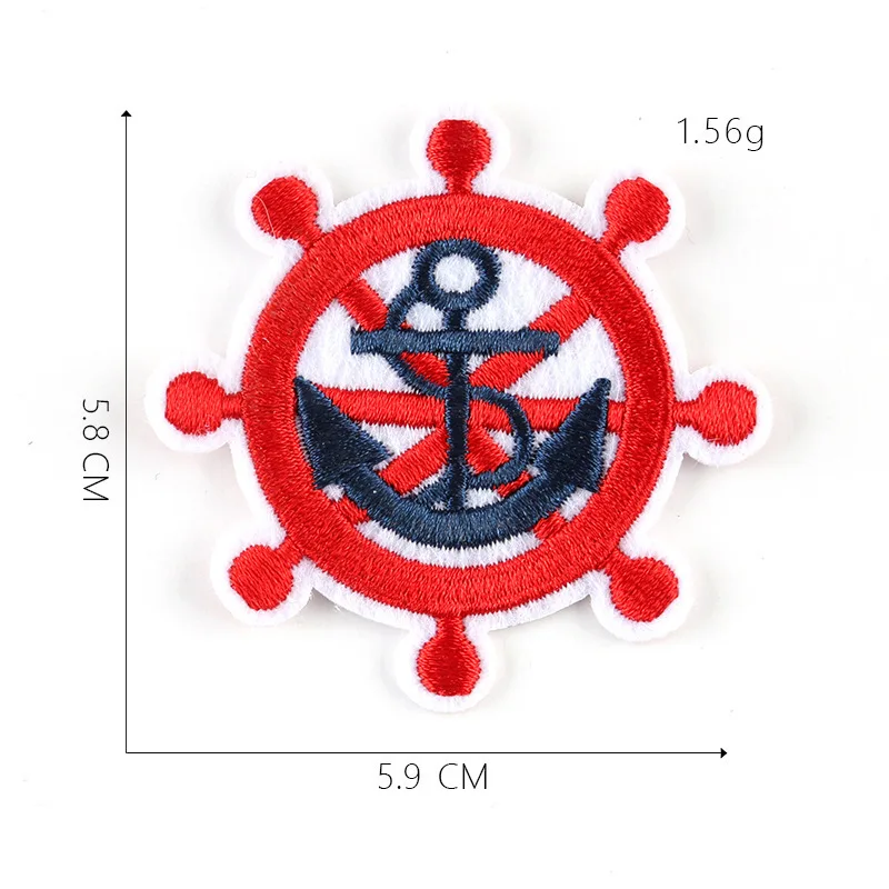 Barca sottomarina dei cartoni animati Toppe sottomarine ricamate Termoadesive per abbigliamento Volante Ancora della nave Appliques Distintivi