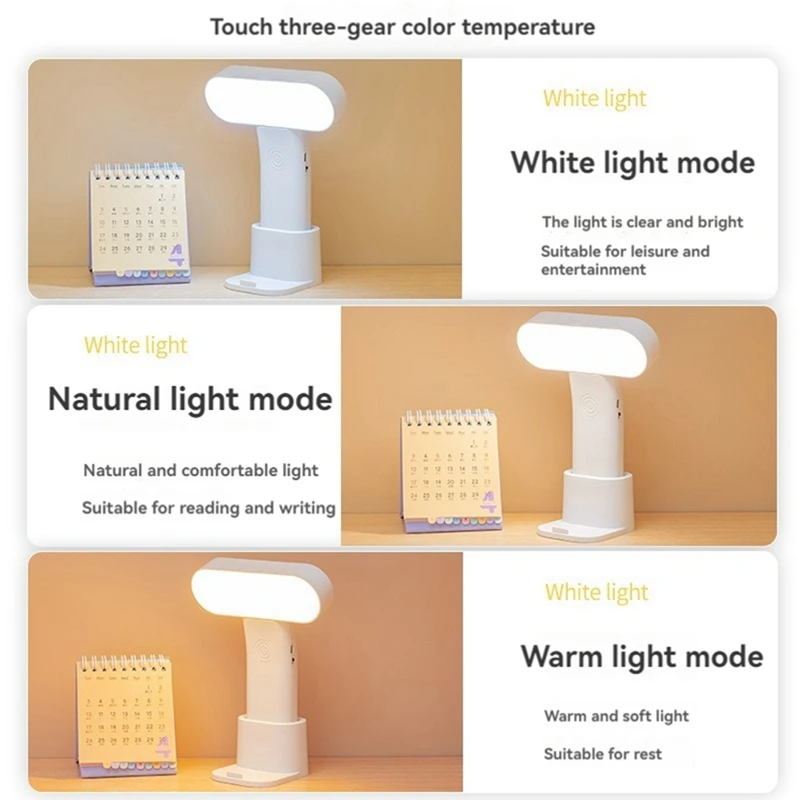 LED Desk Lamp Dimmablesa Portable Lamp USB Charging 3 Color Temperature Reading Light Hangable And Standing Lamps