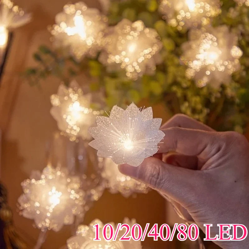 10/20/40/80 LED Light Flower Lights String Outdoor Waterproof Fairy Garland Lights Christmas Party Halloween Decorations