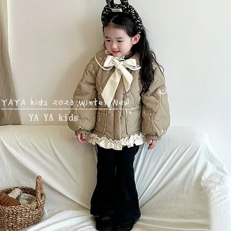 Girls Coat 2023 Winter Cotton-padded Coat Children Quilted Wood Ear Edge Short High-grade Cotton-padded Jacket Girl Winter Coat