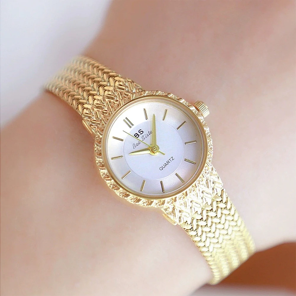 BS Bee Sister Reloj de pulsera informal de moda simple para mujer Esfera redonda Relojes de pulsera de cuarzo impermeables para mujer Regalos
