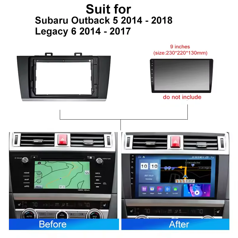 9 Inch Car Fascia Frame Adapter Android Radio Audio Dash Fitting Panel Kit For Subaru Outback 5 Legacy 6 2014 2017 view 2