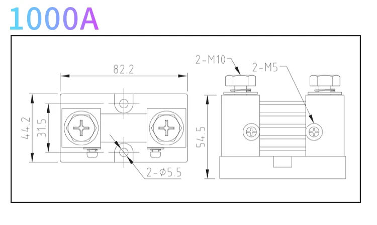 Cg 0.25% usa typ FL-15 5a 10a 20a 50a 75a 100a 200a 300a 500a 50mv 100mv messing strom montage dc shunt widerstand mit base75mv – Detail 9