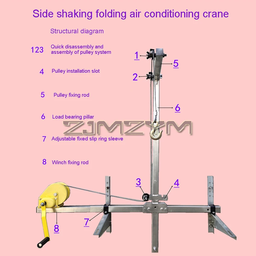 10/25m Air Conditioning Lifting Tool  Small Folding Crane Lifting Bracket Manual Winch Assembly Air Conditioner Lifting Machine