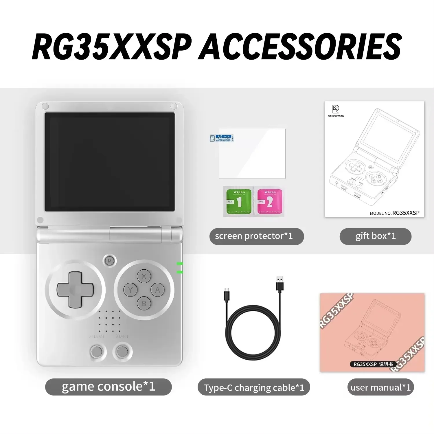 ANBERNIC RG35XXSP 3,5'' IPS Bildschirm Flip Handheld Konsole Linux System HD-kompatibel TV Ausgang 256G 300 + PSP Spiele Vorinstalliert 3