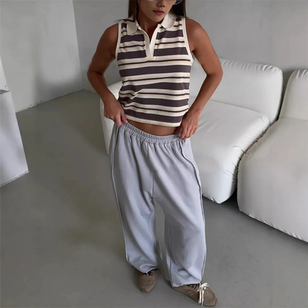 Mulher roupas calças estilo de rua americano solto calças casuais elegante e versátil cintura elástica sweatpants calças femininas