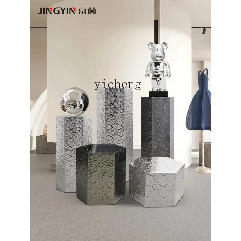 BJ-13  Installation Display Table Shopping Mall Art Floor Stainless Steel Ornament Sculpture Display Table Base