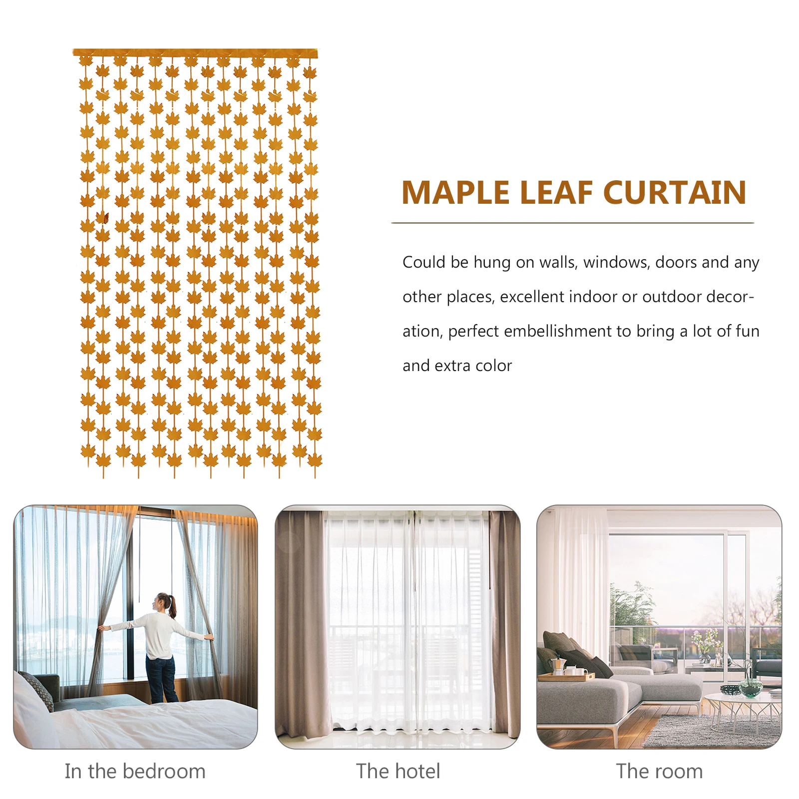

2pcs Maple Leaf Party Decorative Thanksgiving Door Curtain Home Decoration Partition Tassel Curtain Window Door Embellishment