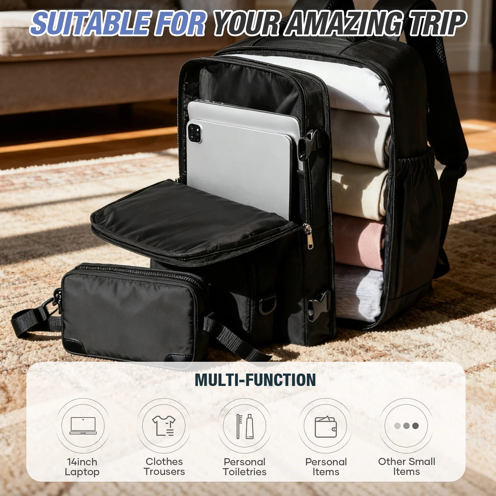 Wizzair المقصورة الأمتعة 40x30x20 اليد الأمتعة حقيبة السفر Ryanair حمل على الرجال النساء 15.6 بوصة حقائب الكمبيوتر المحمول جلب حقيبة صغيرة #4