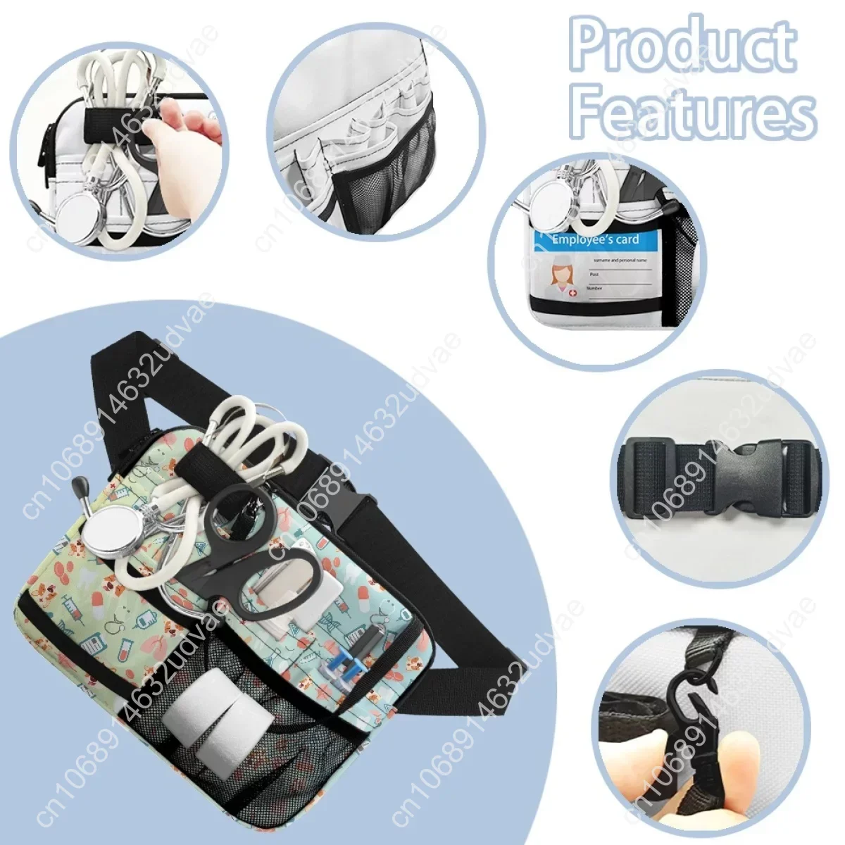 Portable Nurse Fanny Pack Multi Pocket Waist Organizer Belt Bags Cartoon Medical Icon Animal Print Small Nurse Pockets Gift 2023