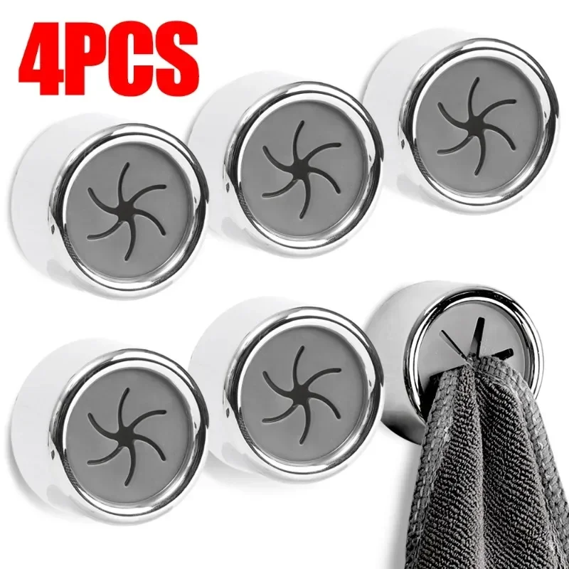 1/4PCS Punch Free Towel Plug Holder Kitchen Dishwashing Cloth Hook Bathroom Towels Storage Hook Wash Cloth Clip Wall Hanging