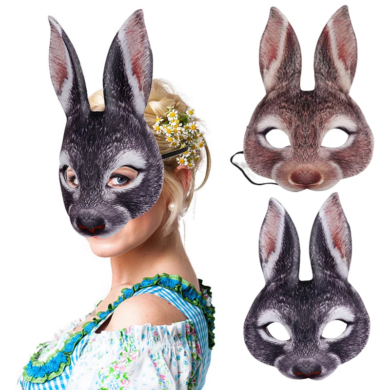 3d Dierenmasker Cosplay Halloween Maskerade Grappig Tijgervarken Konijn Half Gezicht Maskers Feest Carnaval Verkleedkostuum Rekwisieten