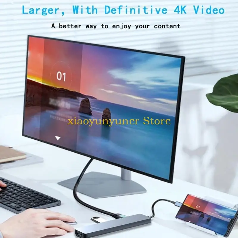 

P9JB 10 PORTS USB TYPE C HUB для HDMI-совместимой док-станции RJ45 LAN MULTI USB 3.