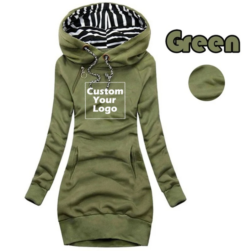 Customized Casual Women Hoodie Dress Design Logo Gothic Autumn Winter Dresses Sweater Hoodies Printting Elegant Office Vestidos