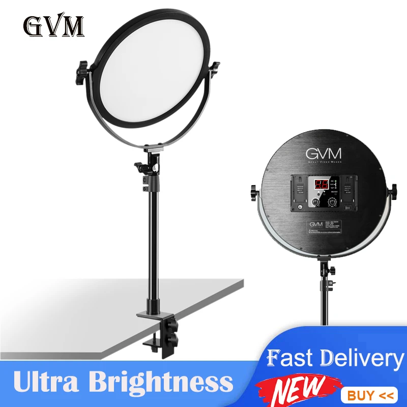 GVM-Y60D 60W Soft Light Bi-Color LED Key Light Photography Light with Long Arm Holder For Live Stream Video Photo Lamp