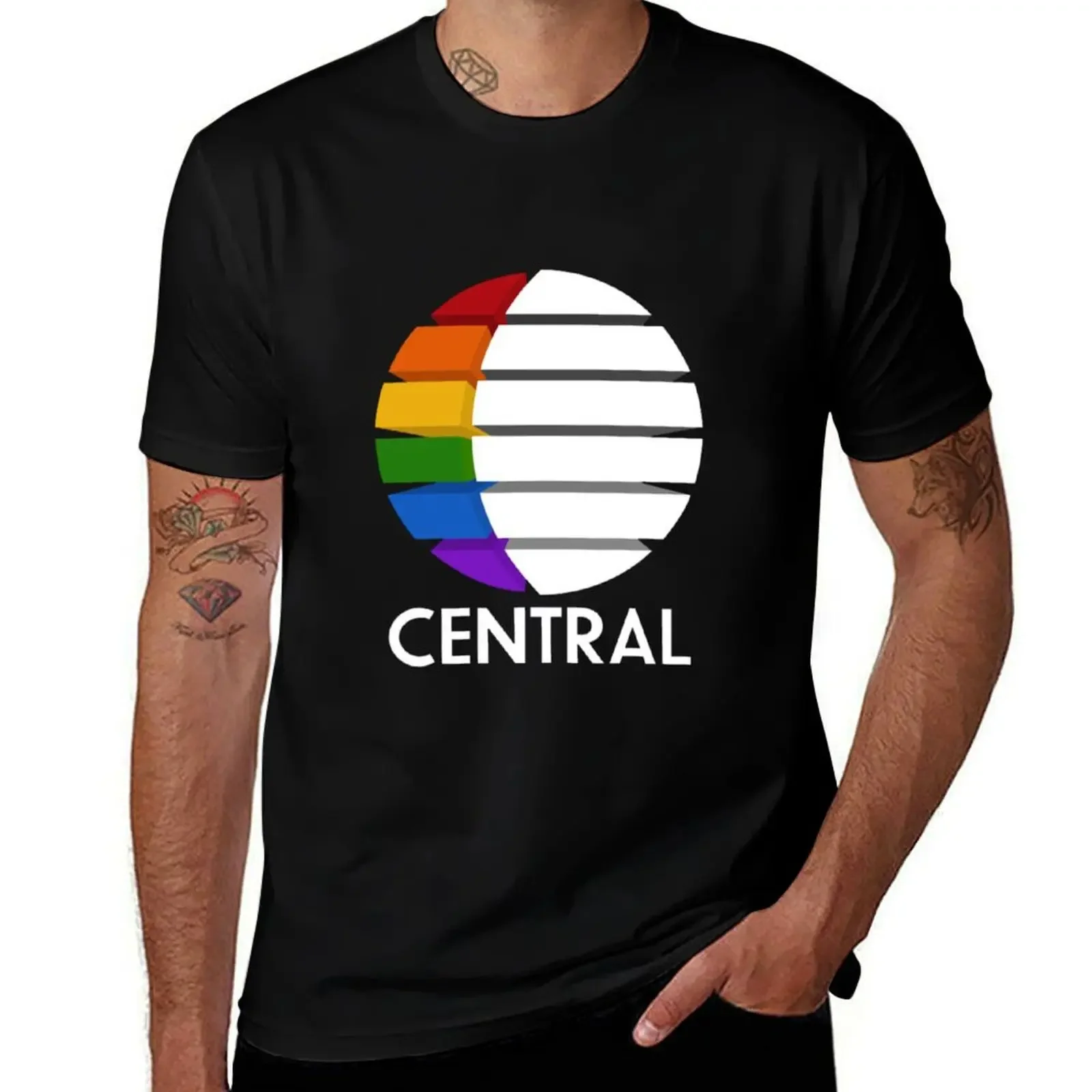 central tv T-Shirt vintage graphic tee street wear shirts graphic tee valentines clothes black t-shirts for men