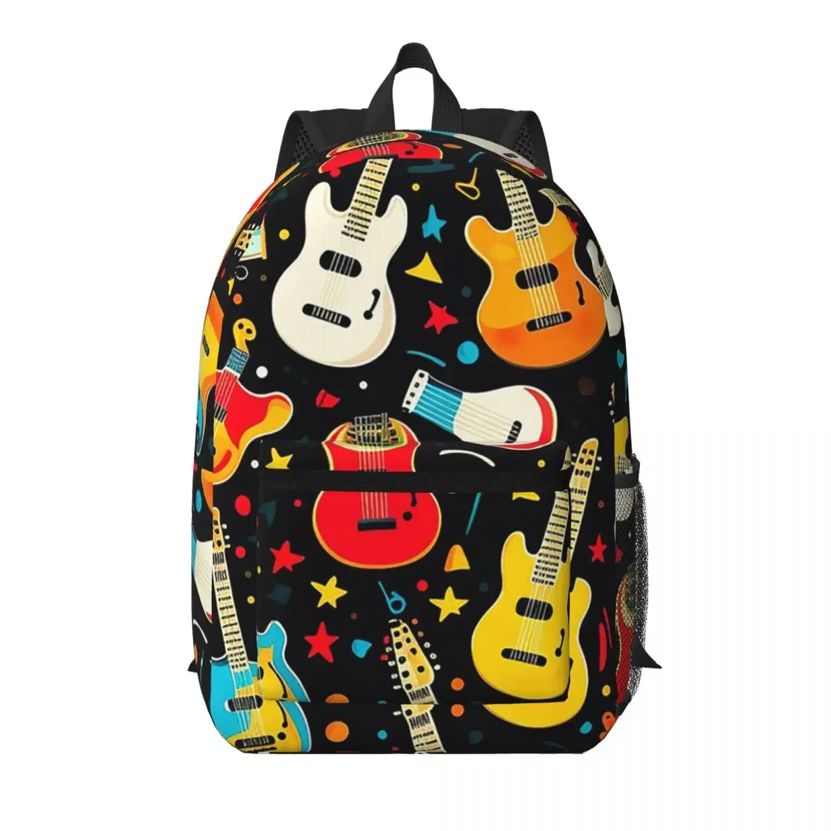 Colorful Acoustic And Electric Guitars Student Backpack School Bag Hiking Travel Daypack for Boys Girls Bookbag Shoulder Bags