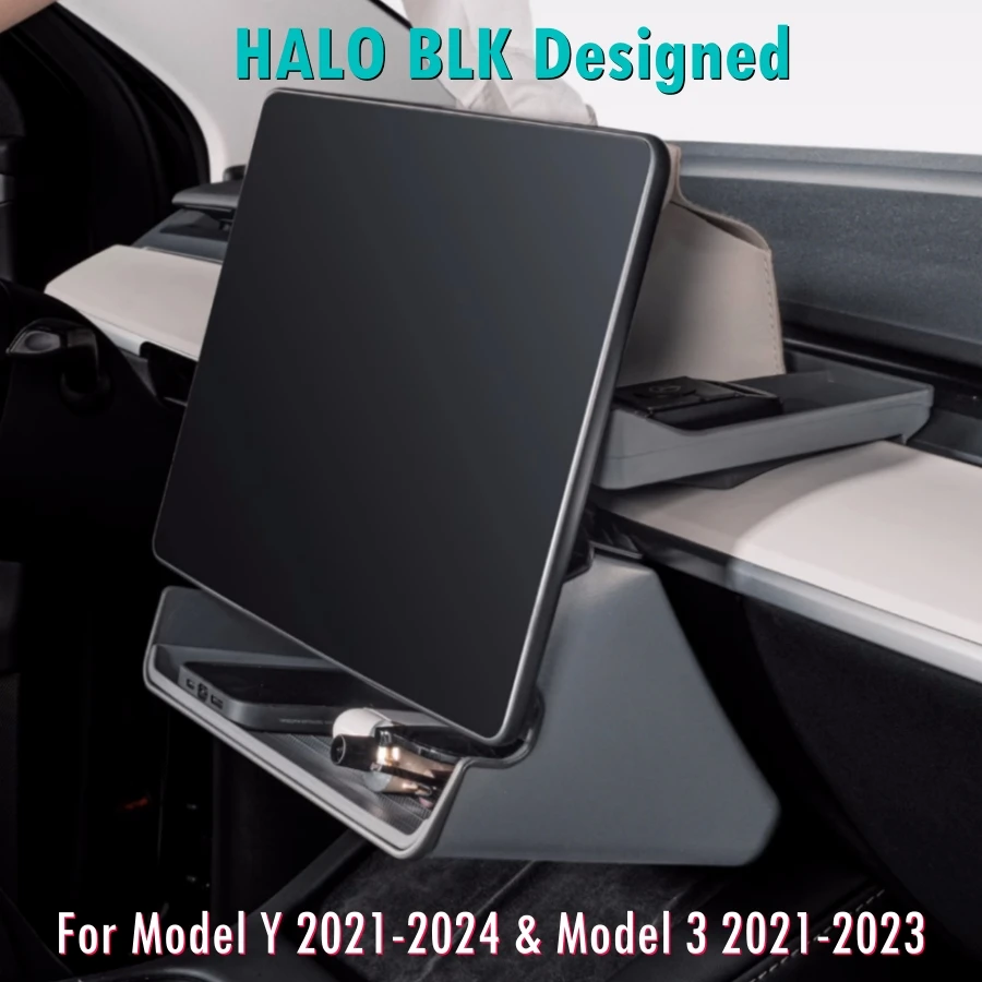 

HALOBLK Dashboard Storage Organizer Tray Designed for Tesla Model Y (2021-2024) & Model 3 (2017-2023) Under Screen 2PCS Set