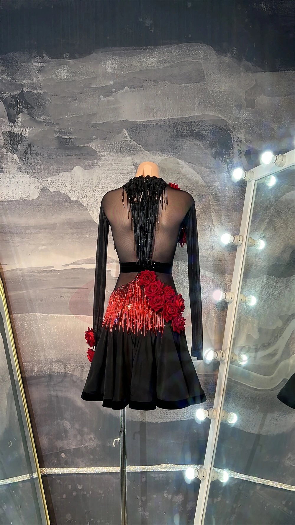 

Латинские танцы, взрослые, дети, элитное платье для выступлений из темной ночи, розы, двухцветное платье из бисера, танго, самба, AB, каменное платье