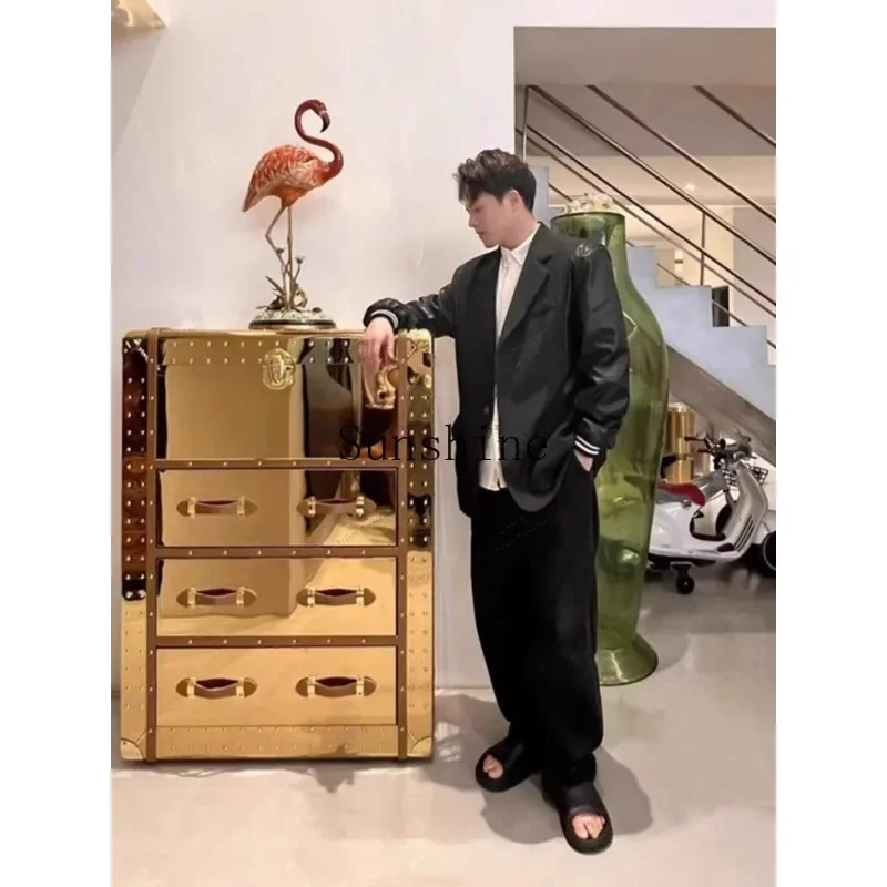 Armoire de Rangement Décorative, Style Français Rétro