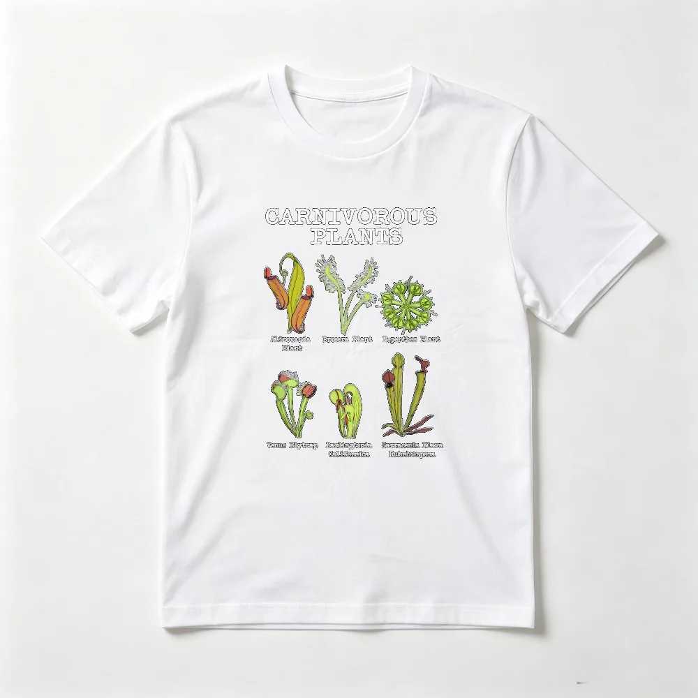 Fly Trap Carnivorous Plants Species Graphic Printed T-Shirt Casual Fashion Short Sleeve O-neck Summer Man Women Clothing