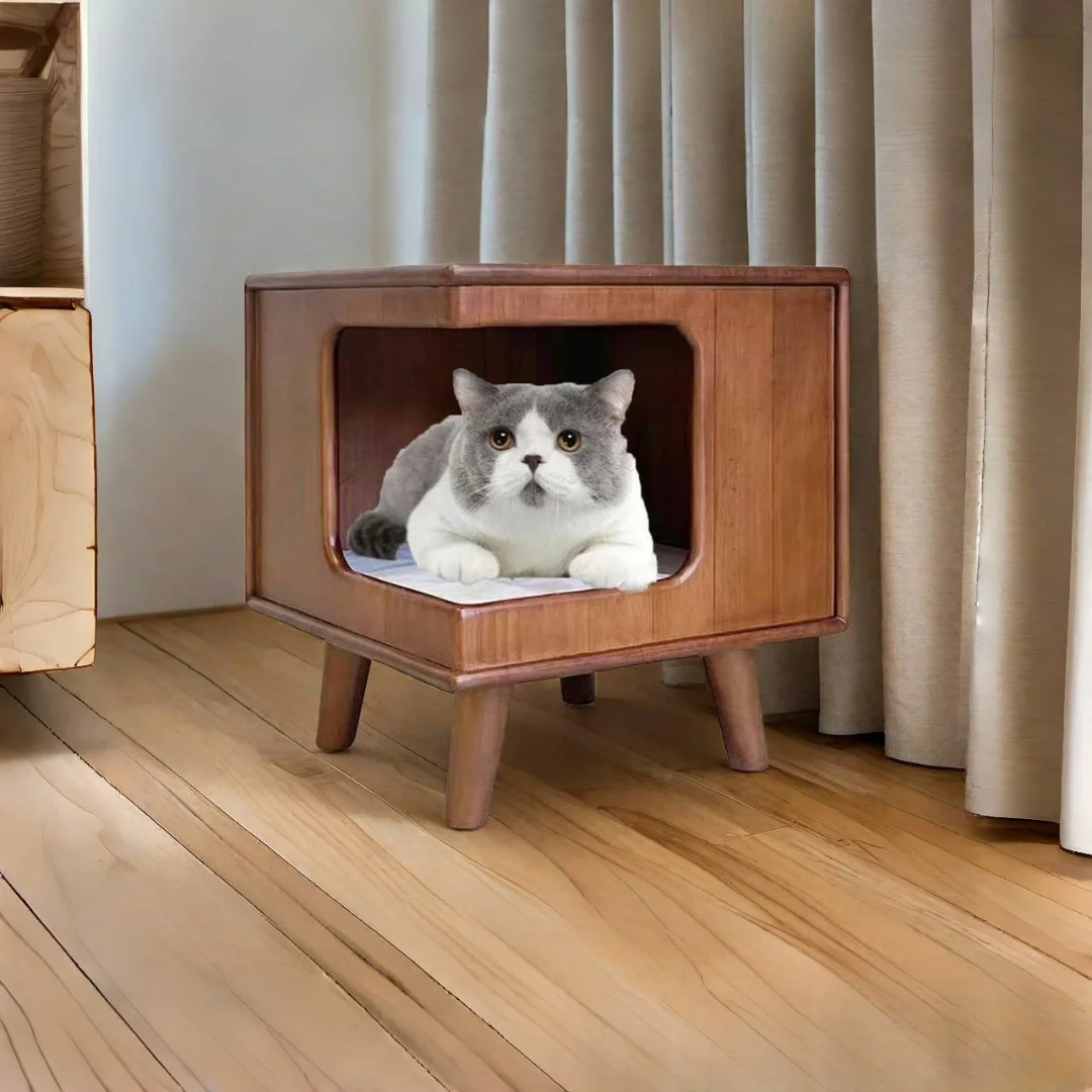 

New Simple Multi-Functional Solid Wood Pet House Universal Cat Dog Villa Bedside Table Nest Space-saving For Living Room Use