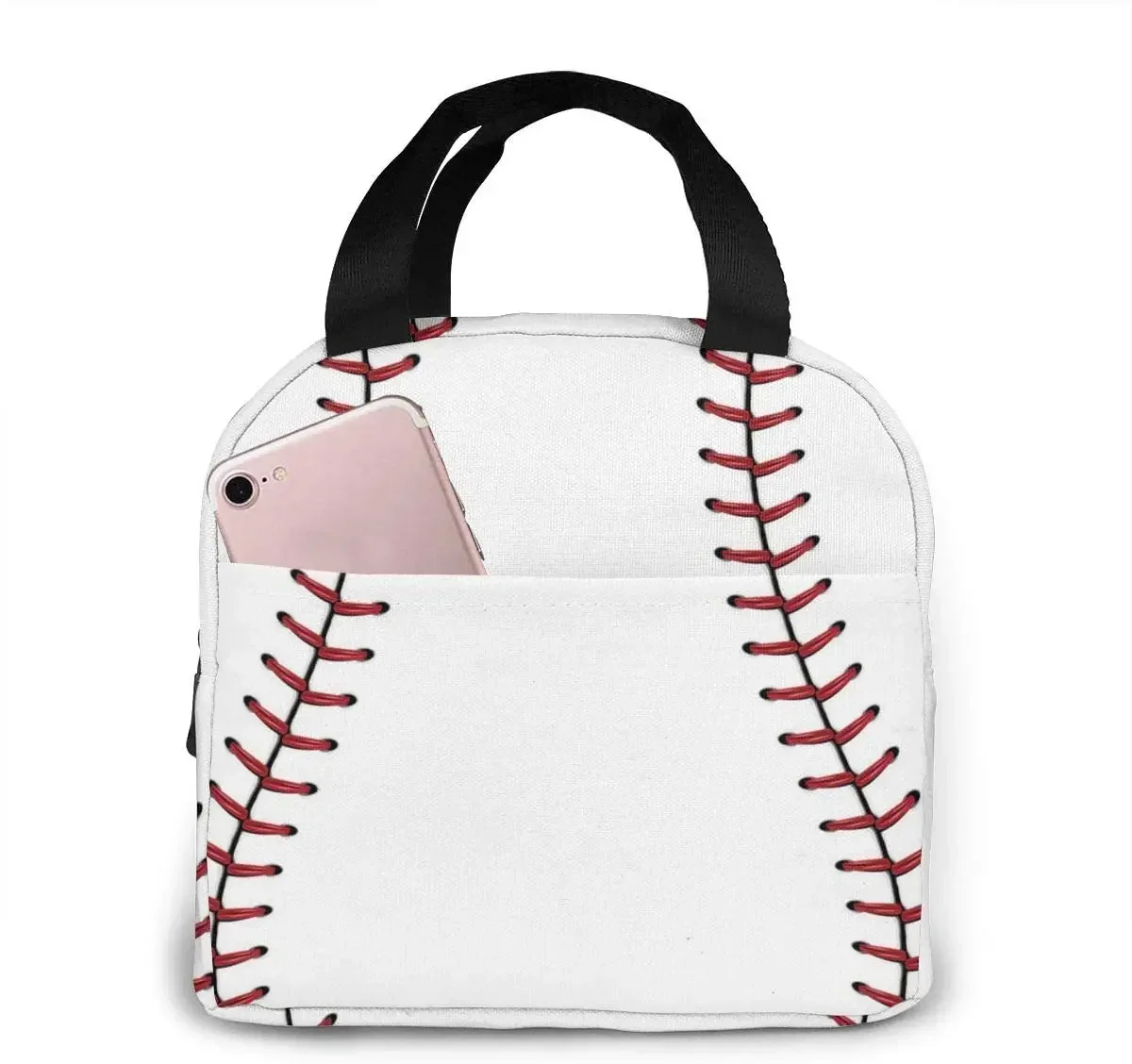 

Baseball Lace Sport Insulated Lunch Bag Portable Thermal Cooler Box Reusable Picnic Tote Bento Bag For Men Women Kids Work