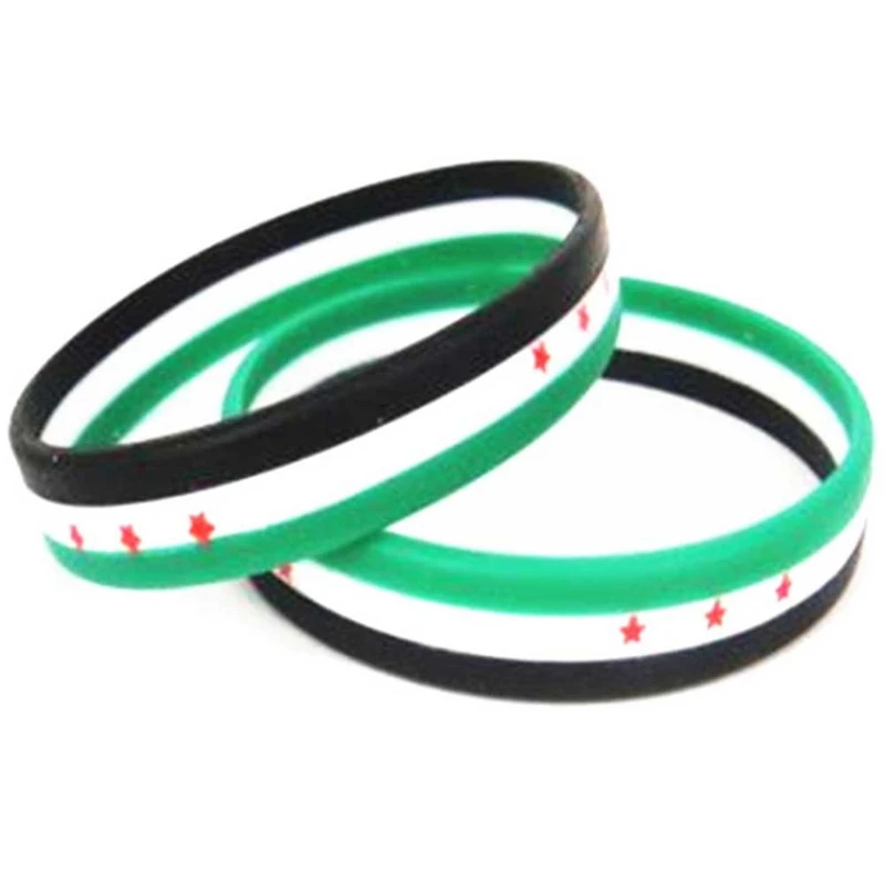 Syria Flag Silicone Rubber Bracelets Sports Wrist Band Bangle For Women Men 1pcs