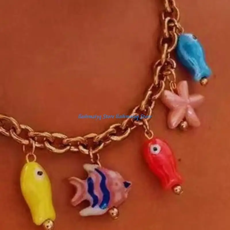 573B قلادة الأسماك الأنيقة ذات الطابع السمك المصنوع من الفولاذ المقاوم للصدأ واللكنة السيرامي #2