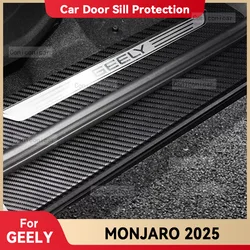 Car Carbon Fiber Door Sill Sticker For GEELY MONJARO 2023-2025 Threshold Pedal Anti-scratch Interior Decoration Accessories