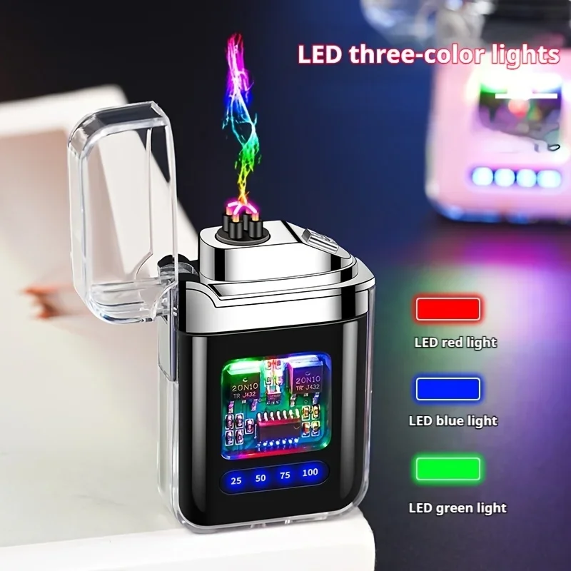 USB Rechargeable Dual Arc Lighter - Colorful Windproof Electronic Igniter for Outdoor, Indoor, Camping, BBQ & Candles