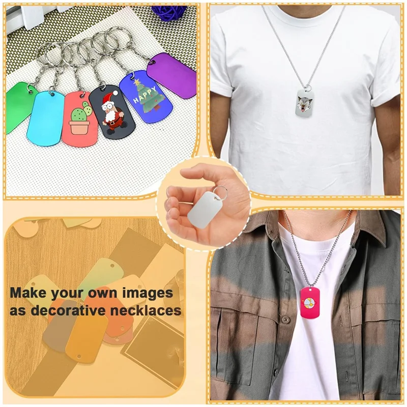 

50 упаковок, алюминиевые заготовки для бирки, пустые металлические бирки для гравировки с отверстием для подвешивания, металлический идентификатор домашних животных, двухсторонние штамповочные гравировальные бирки