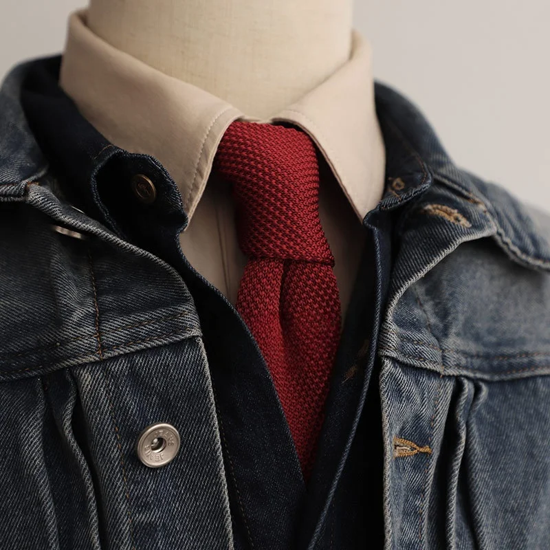 6CM 핑크 레드 니트 넥타이 남성 슬림 패션 넥타이 니트 타이 남녀 웨딩 데일리 캐주얼 넥타이 니트 크라바타