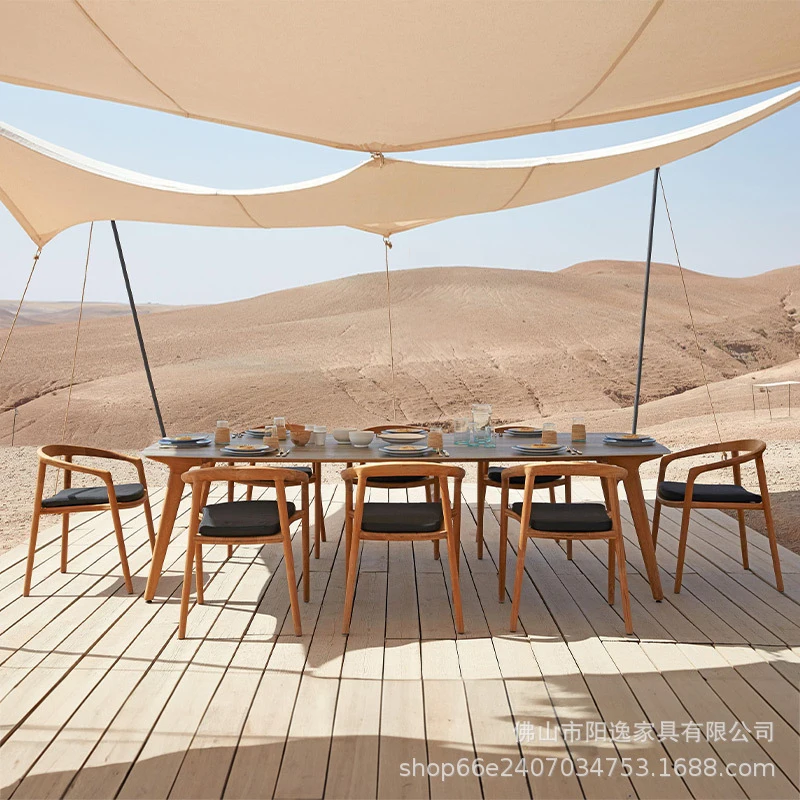 

Набор уличной мебели (стол и стулья) для вилл, отелей, садов, водонепроницаемый и устойчивый к коррозии, из тикового дерева, для отдыха на открытом воздухе.