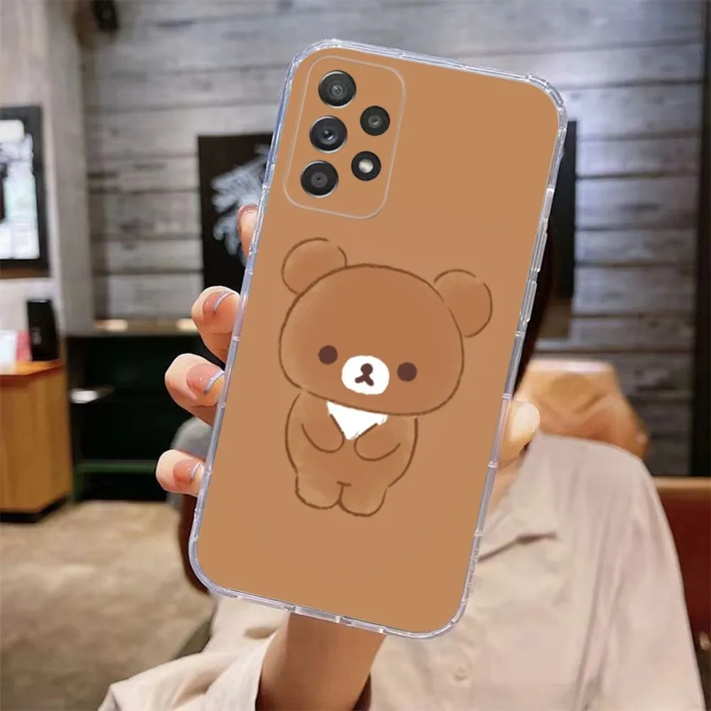 Cute R-Rilakkumas Bear Phone Case For Samsung Galaxy A71,70,52,51,40,31,A50,30S,21S,Note20ultra Transparent Cover