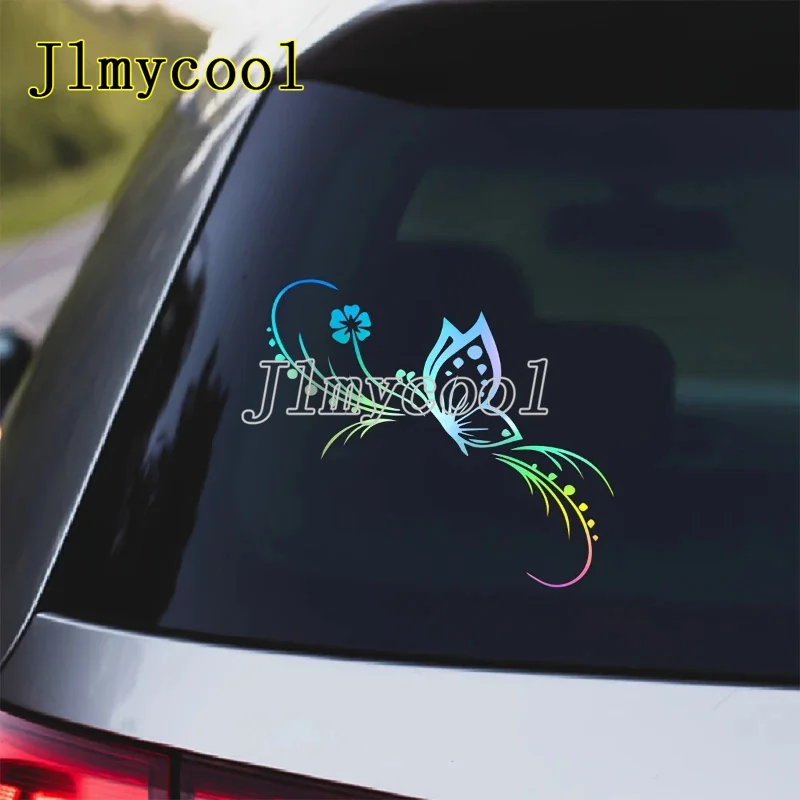 Modische Schmetterlings- und Blumen-Autoaufkleber, Dekorative Florale Kunst, Reflektierende Vinyl-Aufkleber für Auto und Motorrad, Dekorationszubehör