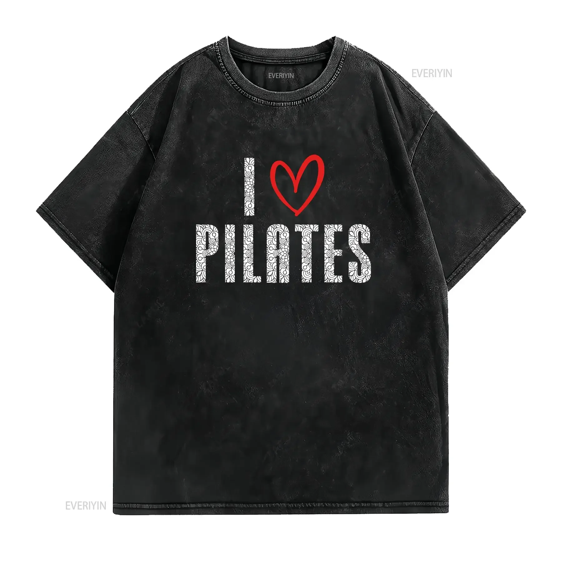 Pilates T Shirt s Lover I Heart Womens Fitness For Mom Instructor Mothers Day vintage Washed Stretched Stylish Unisex