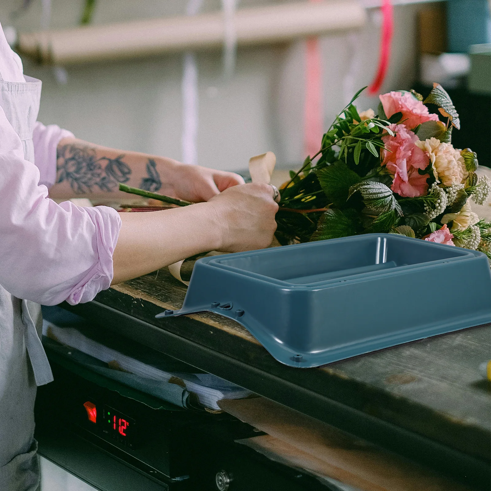 

Flower Mud Tray Rectangular Nonslip Base For Flower Arrangements Stable Support Planter Saucers Bonsai Pot Holder Planting Tray