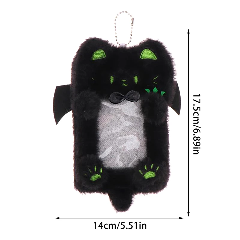Cartoon Cute Black Cat Plush Card Holder Photocard Case Bag Keyring Pendant Idol Photo Protective Cover Student Card Holder Gift - view 6