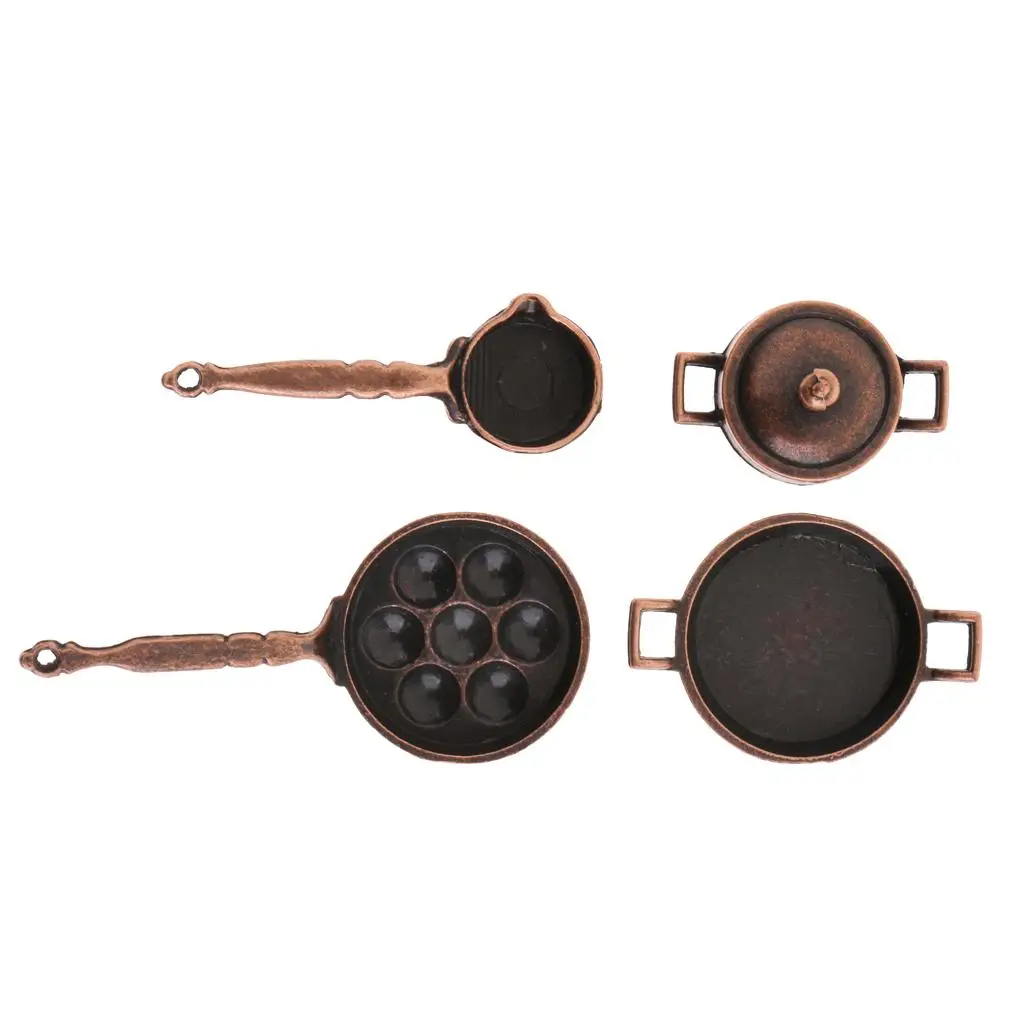 Casa de bonecas 1:12 frigideiras cozinha playset brinquedo liga decorações acessório a