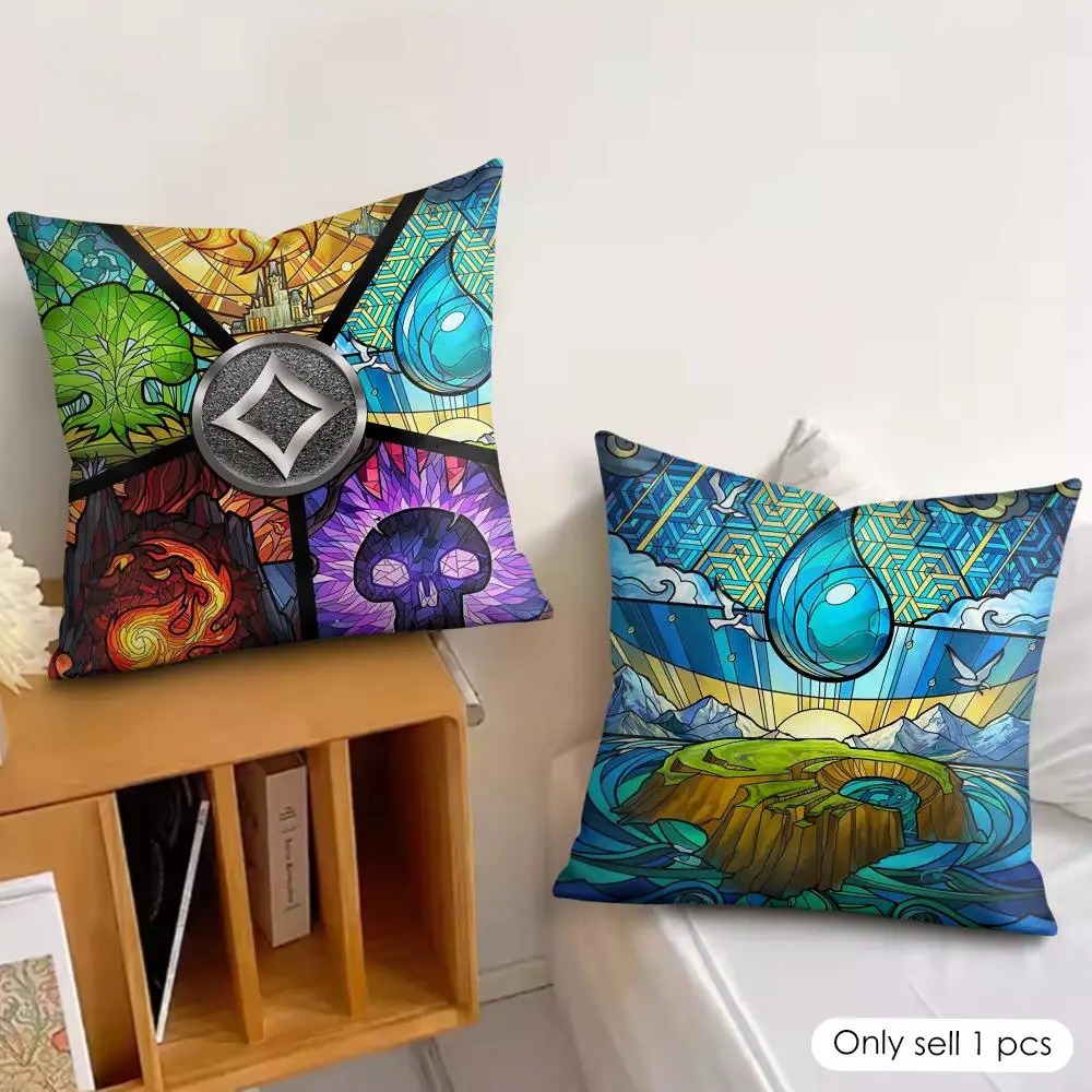 M-Magic G-Gathering M-MTG Cushion Cover Silky Short Plush Invisible Zipper Dustproof Sofa Pillow Case for Home Decor