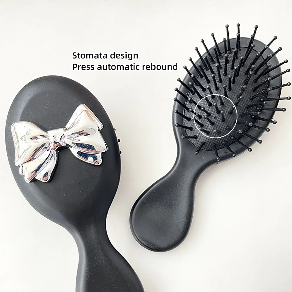 مشط تدليك لطيف قابل للطي مع مرآة مكياج للسفر وسادة هوائية بلاستيكية محمولة ومشط صغير وفرشاة شعر وربطة عنق ومشط وسادة هوائية