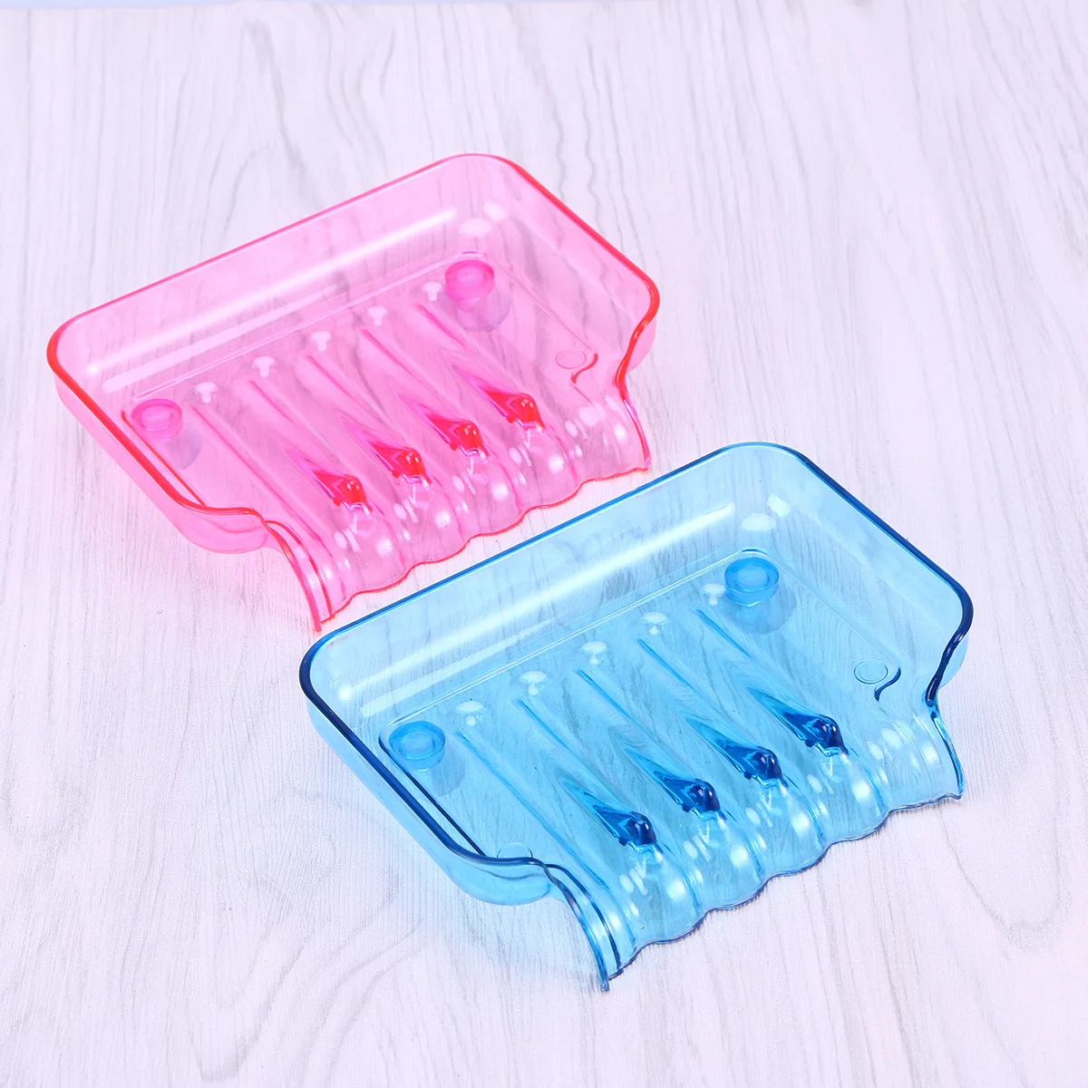 

Suction Cup Soap Dish Bright Pink Hollow Design Water Drain Bathroom Tool Strong Bearing Portable Soap Box Organizer
