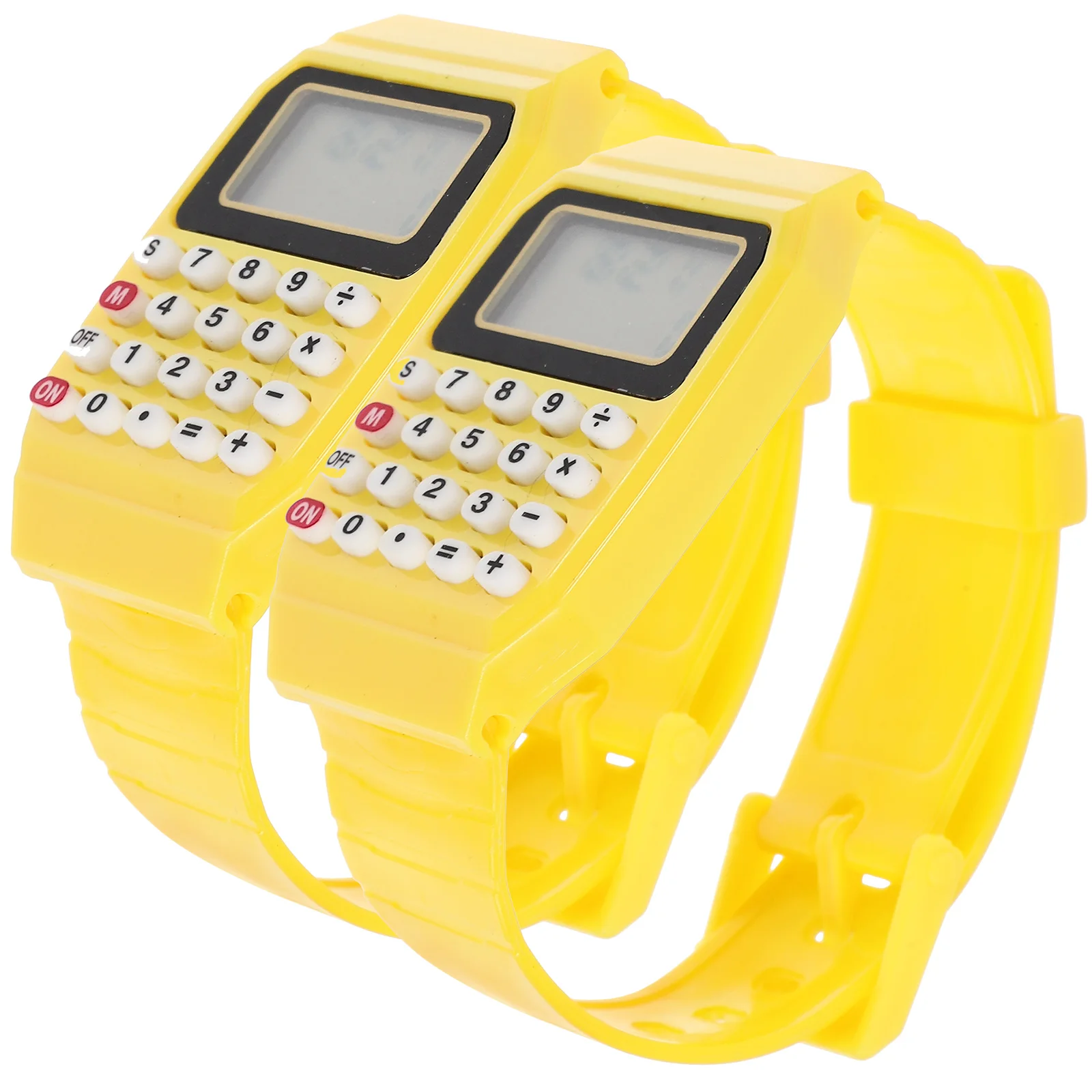 

2 Pcs Calculator Watch for Kids Sturdy Easy Wear Birthday Party Gifts Favors Portable Problems Grasp Liquid