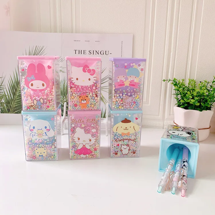 Hello Kitty Sanrio Kuromi My Melody Anime Kawaii Pen Container Cute Cartoon Student Desktop Stationery Storage Box Gift