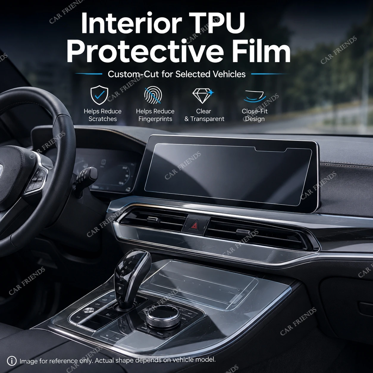 For Volkswagen VW Tayron 2025 2026 Transparent TPU Interior Protective Film for LCD Navigation Gear Panel Center Console 2