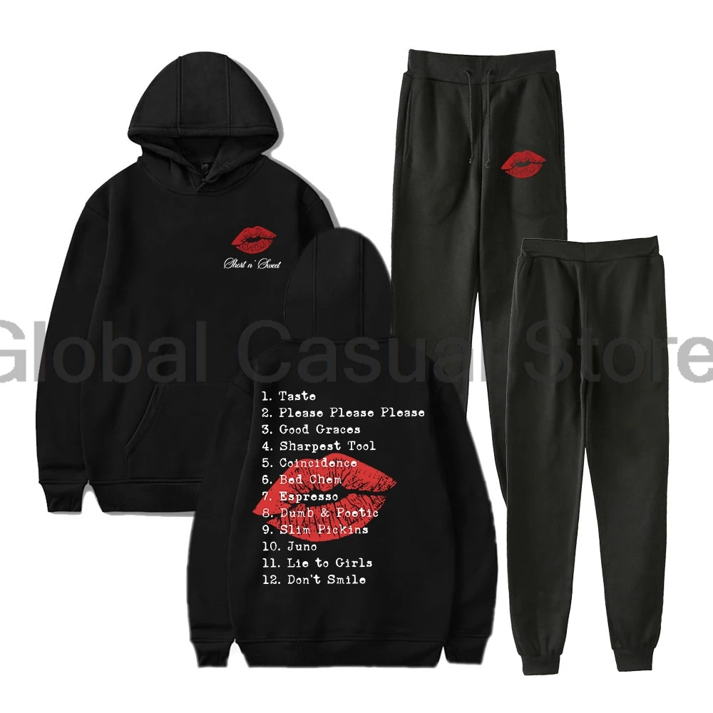 

Sabrina Carpenter Short n' Sweet Tracklist Hoodies Jogger Pants Two Piece Set Sweatshirts+Sweatpants Men Women's Set